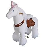 PonyCycle Official Ride On Unicorn No Battery No Electricity Mechanical Unicorn White Small for Age 3-5