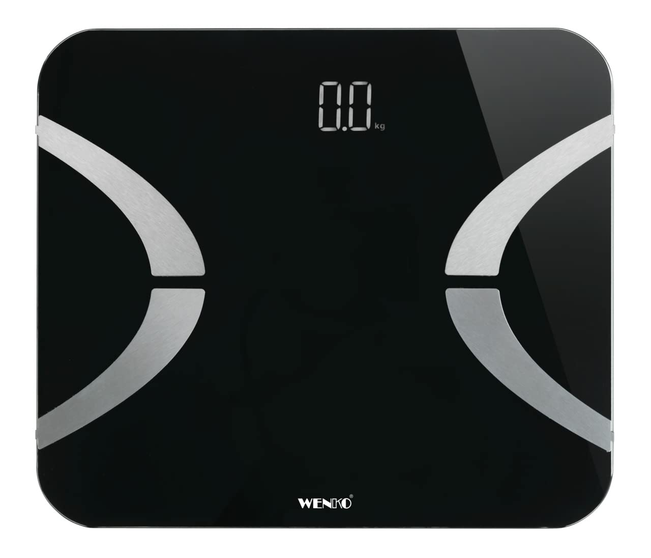 WENKO LED Body Analysis Scale, Body Fat Scales for Body Fat Percentage, Body Water Percentage, Muscle Mass, Bone Mass, BMI, Visceral Fat & Metabolism, Bluetooth Personal Scale, Safety Glass, Black