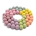 Glaciart One Felt Pom Poms, Wool Felt Balls (50 Pieces) 2 Centimeters - 0.8 Inch, Handmade Felted 7 Pastel Colors (Baby Pink, Lilac, Baby Blue and More) - Bulk Small Puff for Felting and Garland