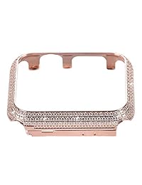 Para Apple Watch Case 38mm, Universal Mujer Niñas Damas Piedras Diamante Bling Glitter Metal Watch Marco Cubierta Protector Bumper Shell Watch Case para 38mm Apple iWatch Series 1 2 3   Oro rosa