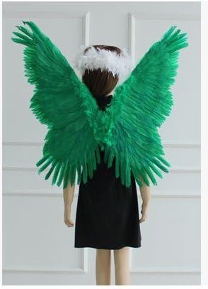 Fashion novel Halloween cosplay angels butterfly feathered wings dance Christmas goods props decoration a birthday present (Green 80 cm 90 cm)