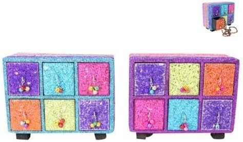1 x 18cm 6-Drawer Bling Chest of Drawers, Great for Bedrooms, Small Trinkets PURPLE - RIGHT