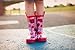 OAKI Kids Rubber Rain Boots Easy-on Handles, Pink Elephants, 8T US Toddler