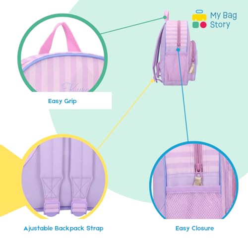 mybagstory - Mochila Kuromi para niños, ideal para guarderías y ocio, 29 x 23 x 8 cm, mochila para niña, color púrpura y rosa, impermeable