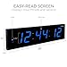 Ivation Oversized Large Digital Wall Clock - Big LED Digital Clock w/Large Display, Shelf or Wall Mount (36 Inch - Blue) 6 Brightness Levels | Time Memory | Remote, Mounting Holes & Hardware