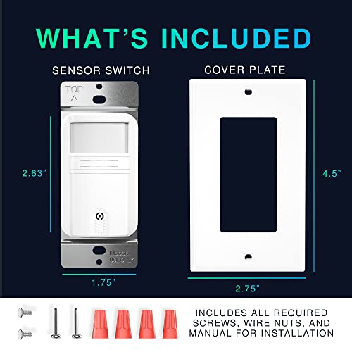 EverElectrix 4 Pack Motion Sensor Light Switch, Neutral Wire Required