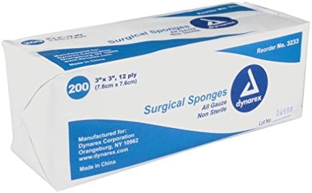 200 Surgical Gauze Sponges Dynarex 3 x 3 12 ply Bandages Wound Non-Sterile 3233