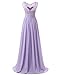 Dresstells Long Prom Dress Scoop Bridesmaid Dress Lace Chiffon Evening Gown