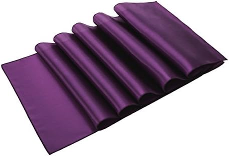 Hffls 12 x 108 Inch Plum Satin Table Runner, Pack of 10, Individually Rolled &amp; Ready for use, For Wedding, Birthday, Party, Event, Home decorations and Great gift option.
