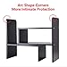 Adjustable Wood Desk Storage Organizer Desktop Arc Rounded Corner Display Shelf Rack Bookshelf Multipurpose Counter Top Wooden Bookcase for Office Accessories Kitchen Children Study Supplies (Black)