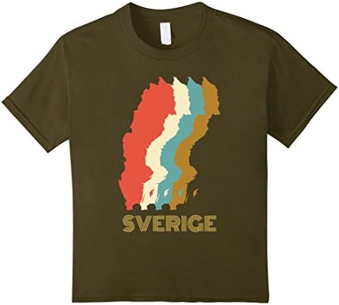 unisex-child Vintage Sweden T-shirt, I Love Sverige Map Shirt 6 Olive