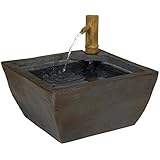 Best Choice Products 16-inch Indoor Outdoor Polyresin Bamboo Spout Water Fountain for Garden, Backyard, Patio, Deck, or Porch w/Pump, Brown
