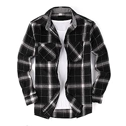Damipow Flannel Shirt for Men Button Down Long