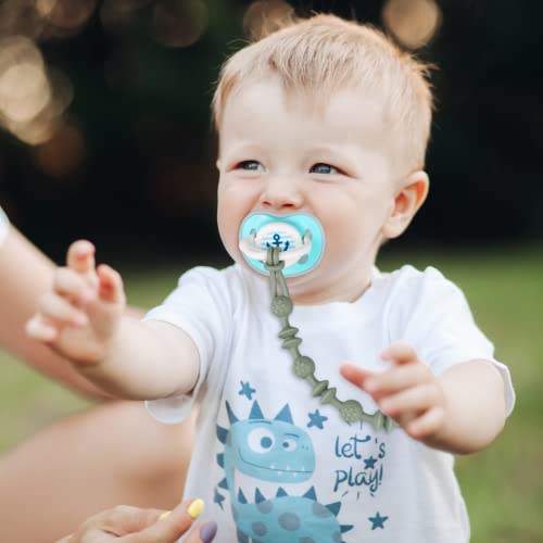 Soft Silicone Teether Pacifier Strap with Clip Baby Teether Toys,2Pack