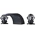 Senlesen Oil Rubbed Bronze Waterfall Spout Bathroom Widespread Sink Vanity Mixer Tap Faucet with Led Light