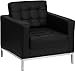Flash Furniture HERCULES Lacey Series Contemporary Black LeatherSoft Chair with Stainless Steel Frame