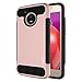 Moto E4 Case,KASEMI [Carbon Fiber Series] Dual Layer Hybrid Case with Shock Absorption for Motorola Moto E4- Rose Gold