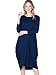 12 Ami Round Neck 3/4 Sleeve Tulip Hem Midi Dress Navy L