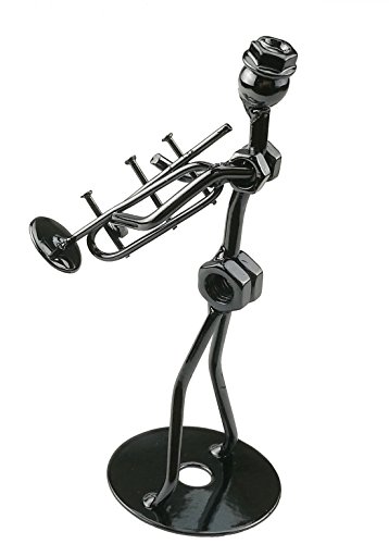 Unigift Vintage Iron Art Steel Music Man Figure Performer with Screw Cap Desk Decor Home Bedroom Bar Display Ornament Birthday Gift 6-2(Key Press Trombone)