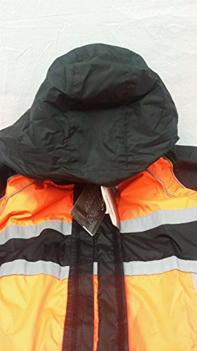 Men's Motorcycle Motorbike 100% Nylon RAIN Suit Gear Black Orange Durable New (XL Regular) - Thumbnail 4