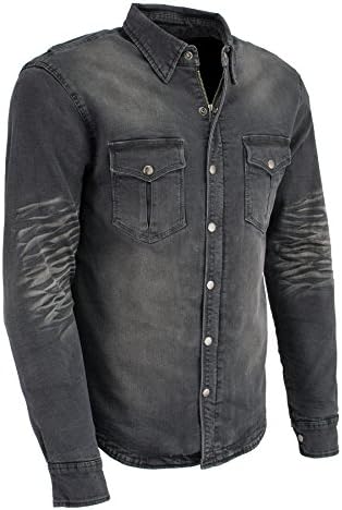 Milwaukee Performance-Men's Armored Denim Biker Shirt w/Aramid® by DuPont™ fibers-BLACK1620-M