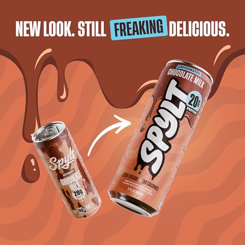 Spylt High Protein Chocolate Milk with 60mg Caffeine & 20g Protein - 90 Calories, Ready to Drink, Sugar Free, Lactose Free Milk, Perfect for Workout Recovery & Afternoon Pick Me Up - 12 Count - Packaging May Vary