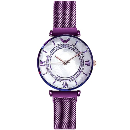 RORIOS Women Watches Ladies Analogue Quartz Wristwatch Mesh Band Beautiful Diamond Shining Starry Sky Dial Watches