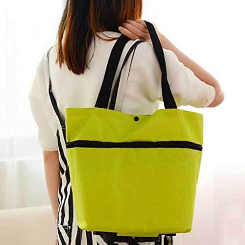 Kaimu Foldable Reusable Bag Rolling Wheel Shopping Cart Tote Handbag Reusable Grocery Bags - Thumbnail 4
