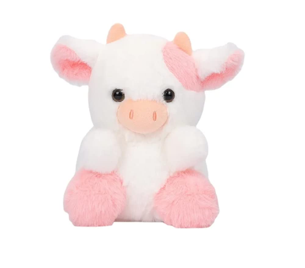 Tikwisdom Cow Stuffed Animal,Plush Cow Doll, Paw Paw Cow Plush Toy,Cartoon Cute Cow,Gift for Boys and Girls,20cm High (pink)