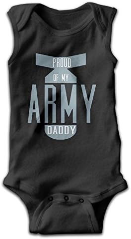 Yimf454fy7 Baby Proud of My Army Daddy Round Neck Sleeveless Coveralls 6 M