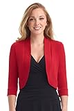 Rekucci Women's Soft Knit Rounded Hem Stretch Bolero Shrug