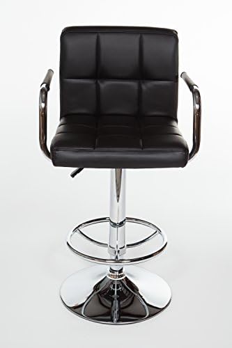 2 Black Modern Adjustable Counter Swivel Pub Style Bar Stools / Barstools (Black)