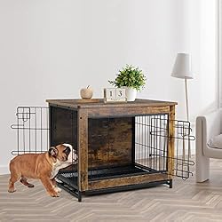 TLSUNNY Dog Crate Furniture, Wooden Side End