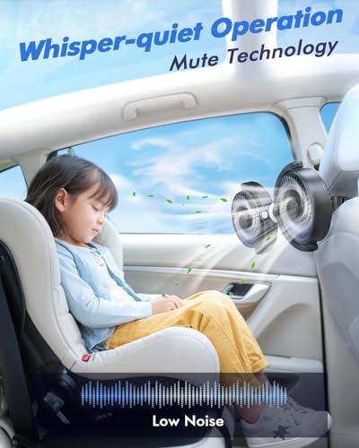 Car Fan USB Powered for Baby: Dual Car Cooling Fans for Backseat 3 Speed Separate Controlled Quiet Brushless Motor 360° Rotatable Rear Seat Air Circulation for Vehicle Van Truck SUV RV(USB Plug)