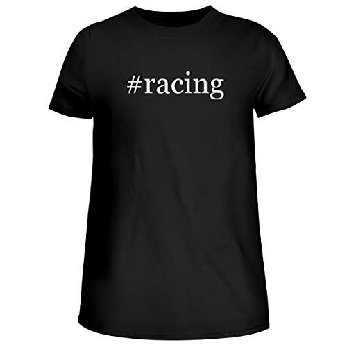 BH Cool Designs #Racing - Cute Women's Junior Graphic Tee, Black, Large