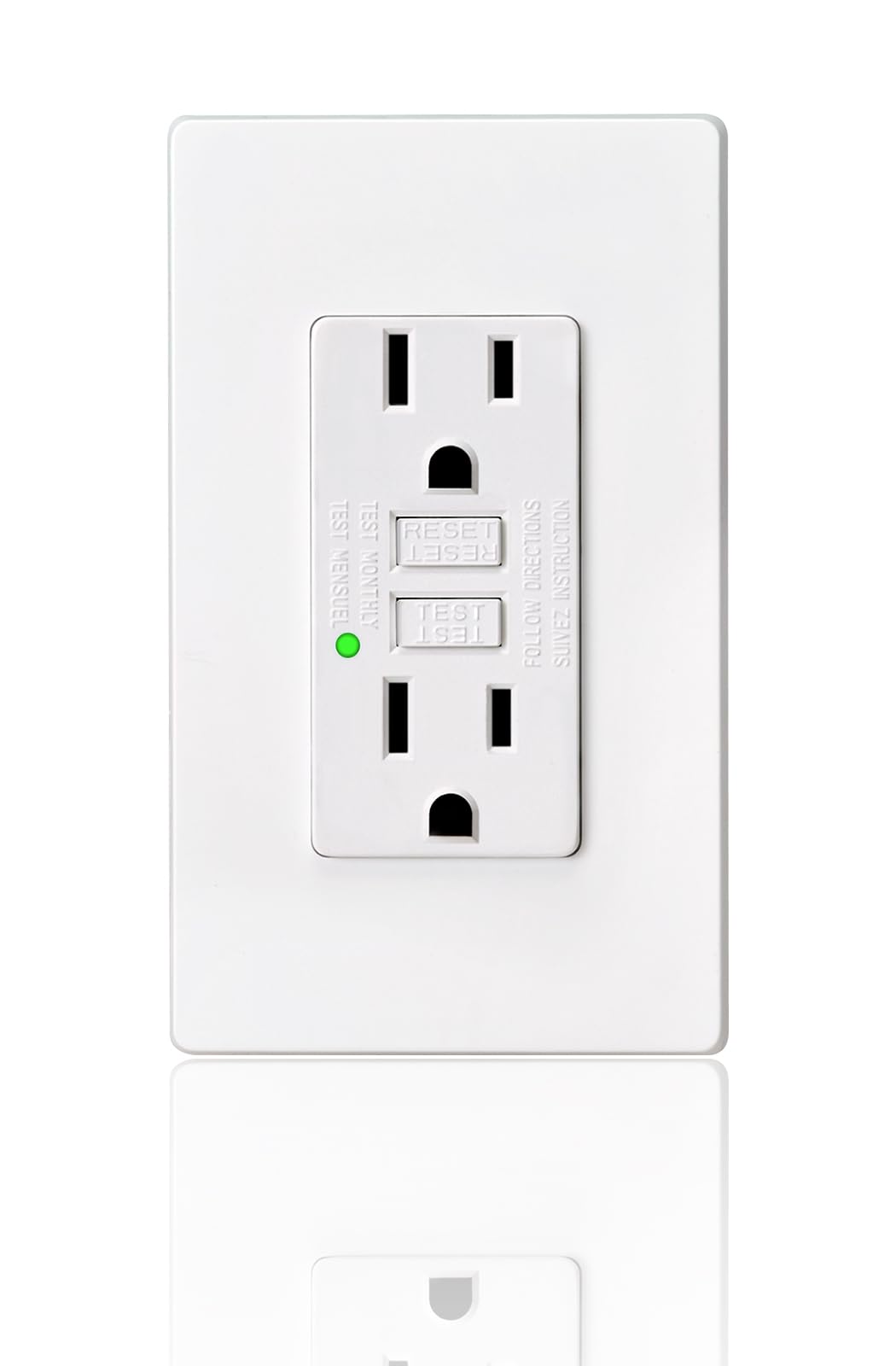 Photo 1 of GFCI Outlet 15 amp GFI Electrical Outlet 15 amp White Non Tamper Resistant 15amp GFCI Outlet Outdoor GFCI 15 amp Outlet Electrical Outlet GFCI Receptacle Outlet UL Listed with LED Indicator, 1 Pack