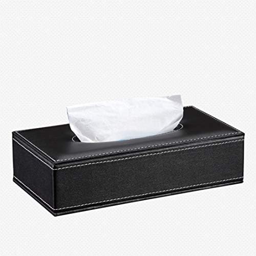 Hemotrade European Leather Tissue Box Car Leather Tray Creative And Creative Household Items (Color : Stitch black)