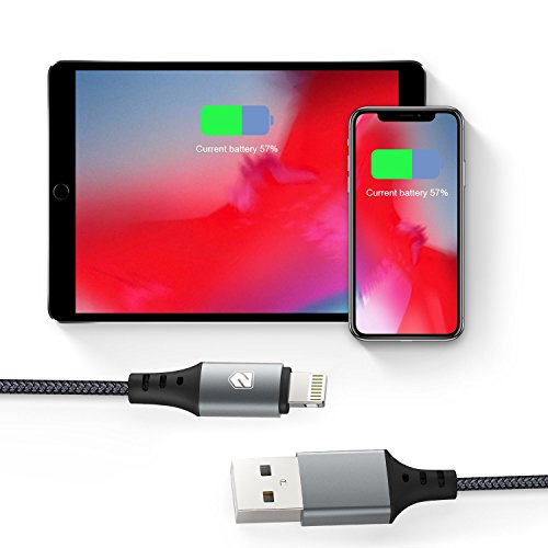 Sundix iPhone Charger 6FT Lightning Cable iPhone 8 Charger Nylon Braided iPhone Charging Cord Compatible with iPhone X 8 8Plus 7 7Plus 6s 6sPlus 6 6Plus SE 5 5s 5c iPad iPod & More 3 Pack(Grey)