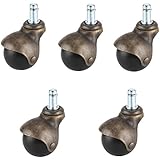 Adiyer [Set of 5] Office Chair 1.5-inch Hooded Ball Caster Wheel, 7/16" x 7/8" (11mm x 22mm) Swivel Stem Casters, 44 Lbs Per Caster, Antique Bronze