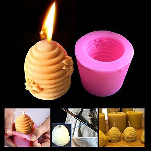 Cute 3D Bee Silicone Mold Handmade Soaps Bee Wax Candles Resin Mold Beehive Candle Mold (2 pcs)
