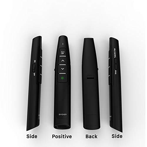 Wireless Presenter, BYEASY Presentation Clicker with Green Laser Pointer for Presentations, RF 2.4GHz PowerPoint Clicker Remote for PowerPoint Presentations and Google Slides- Black - Thumbnail 3
