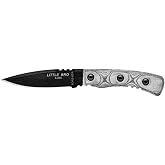 TOPS Knives Little Bro Fixed Blade Knife, 1095 Steel, Kydex, Black Micarta | Made in USA with Black Traction, Rotating Carry Clip, 3.00-Inch Blade and 4.3 oz Build for Field Utility and Outdoor Utility