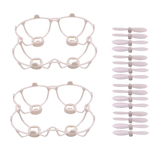 LHI 2 Pcs Blade Guard Cover Protector with 16pcs Proppeller Compatible for Most of the Mini Quadcopter cheerson cx-10 cheerson cx-10c cheerson cx-10a WLtoys v676 Quadpro Nc5