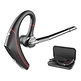 Bluetooth Headset, Handsfree Earpiece Wireless with Microphone and Mute Key for Business/Driving, Support iPhone and Other Smart Cellphone(Bluetooth V4.1, 240 Hours Standby Time, Black)