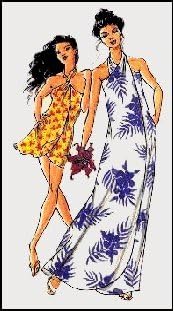 Hawaiian Pareo Sarong Dress Sewing Pattern #303 - Sizes XS-3X
