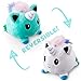 TeeTurtle The Original Reversible Unicorn Plushie Patented Design | Blue and White | Show Your Mood Without Saying a Word!