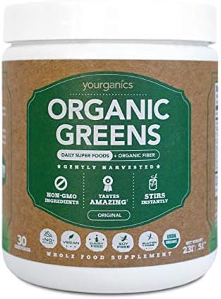 Organic Greens Superfood Powder (30 Servings) | Daily Green Juice, USDA Certified Organic Blend, Natural Energy, Detox, Whole Food Supplement