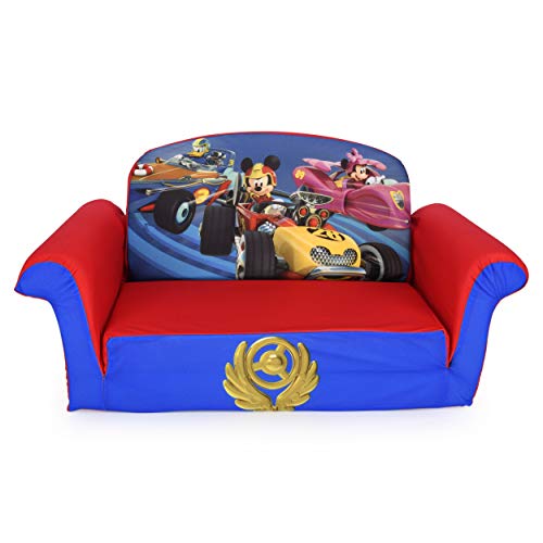 Childrens 2 In 1 Flip Open Foam Sofa Disney Mickey Mouse Roadsters