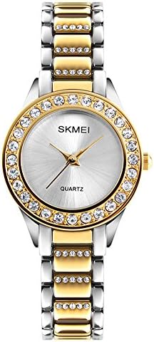 Cheamlion Womens Teens Girls Dual Tone Bling Synthetic Crystal Quartz Watch