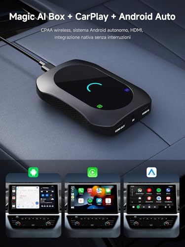 CarPlay Android Car Wireless + Android Full Car VideoBox Adapter with HDMI Input/Output, 4G LTE, Dual-BT, DriveChat, AI Box CarPlay Wireless for Netflix/YouTube/TikTok/TF Card, CB7SBX